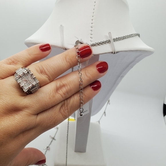 New Romolo‎ stitch fix brand long necklace silver - Picture 6 of 12